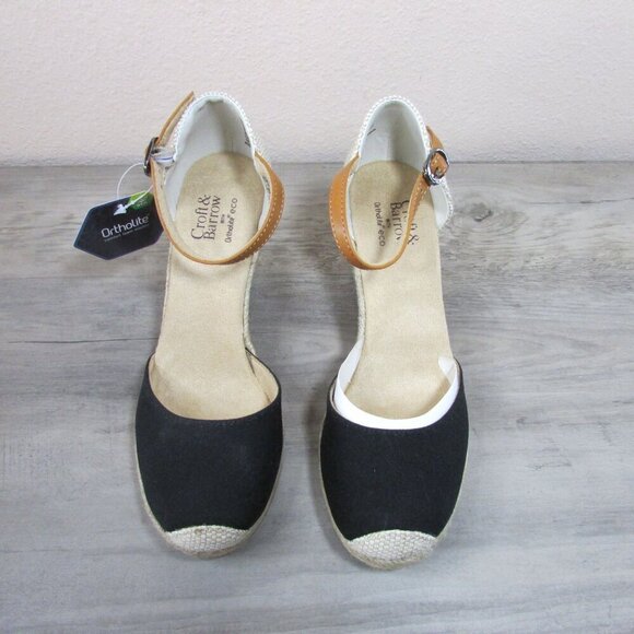 Croft & Borrow Women's 6 Ortholite ECO Georgina Espadrille Wedge Black - Picture 2 of 4